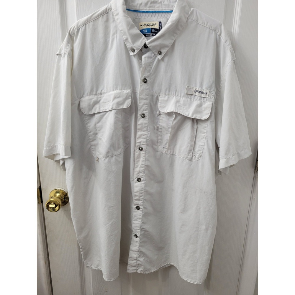 Magellan Outdoors Fish Gear Angler Fit Mag Wick 2XL Pale Gray Vented Button Up
